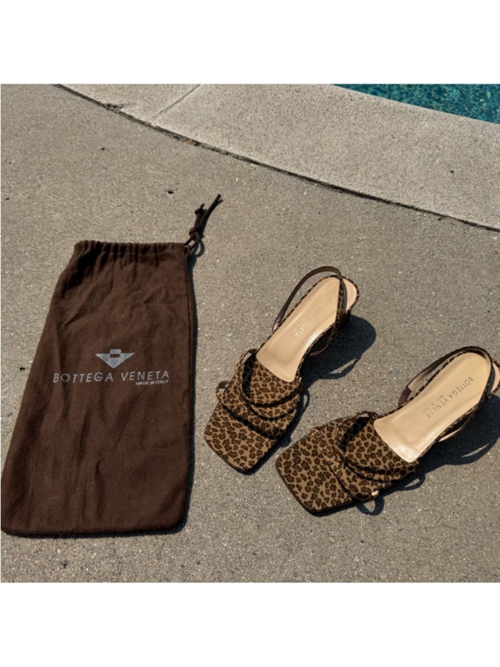 Bottega Veneta Leopard Print Square-Toe Slingback heels - Picture 3 of 5